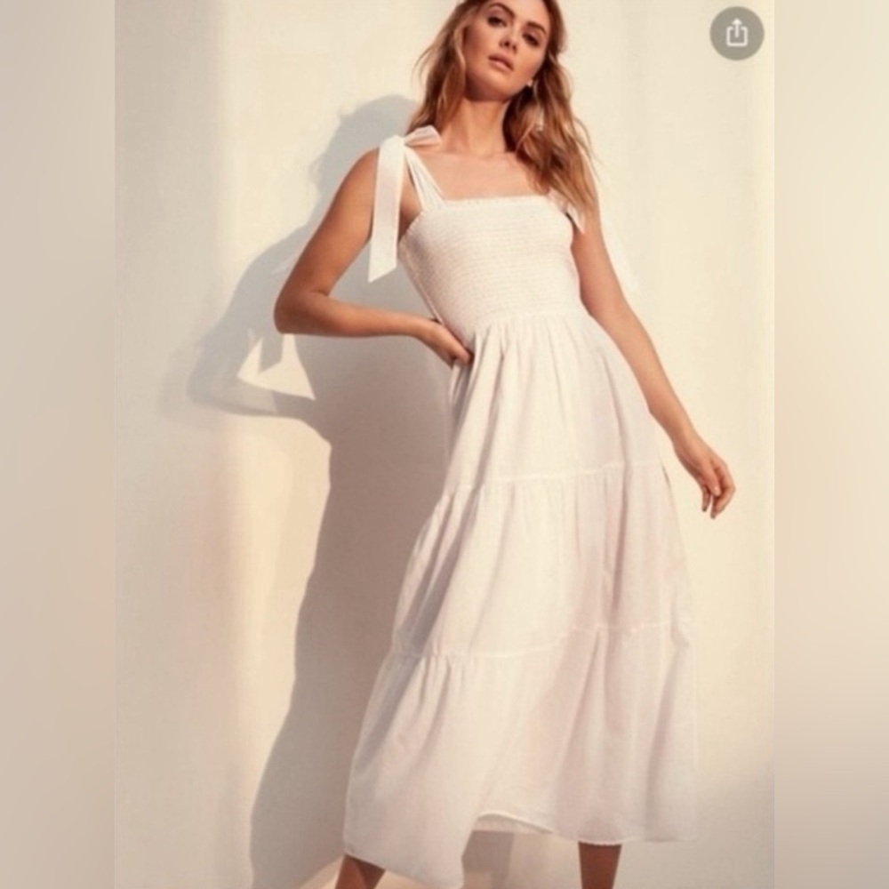 Aritzia La Boheme 100% Cotton White Maxi Summer Dress in EUC